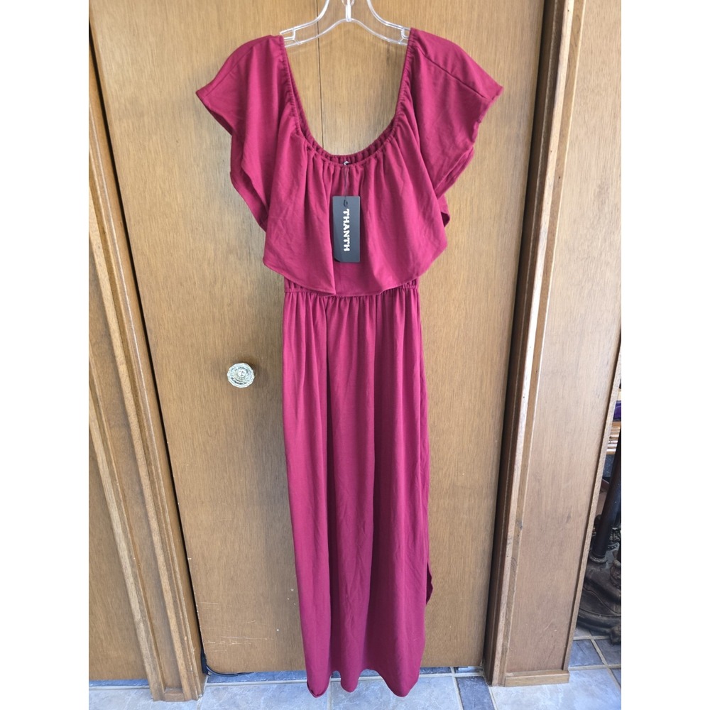 Womens Thanth Red Off The Shoulder Dress XL‎
